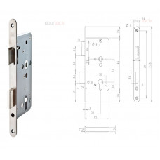 Замок огнестойкий Doorlock DL401/55 PZ72 Rt реверсиивный с запор. планкой, III класс