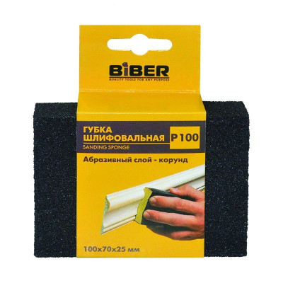 Губка шлифовальная 4-сторонняя Р60 100х70х25 Biber 70671